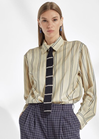 Camisa Ralph Lauren Mujer Azules Claro / Creme - Alyssa Striped Silk - LFZUX1023